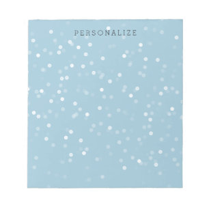 Bloco De Notas Azul e branco Bokeh Confetti