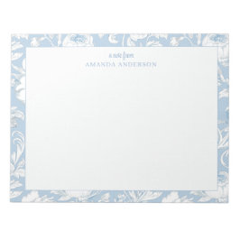 Bloco De Notas Azul e Branco Chinoiserie Nome Personalizado
