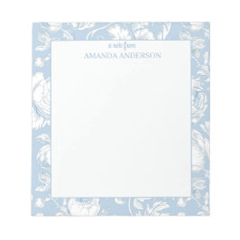 Bloco De Notas Azul e Branco Chinoiserie Nome Personalizado