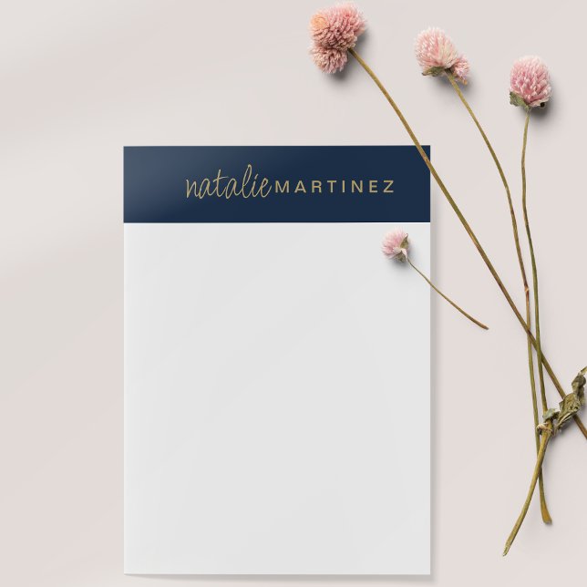 Bloco De Notas Azul Elegante profissional Dourado personalizado g (Criador carregado)