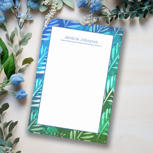 Bloco De Notas Azul Elegante Tropical Deixa Toque Pessoal