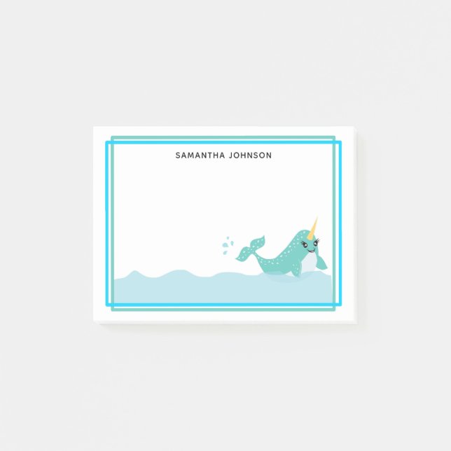 Bloco De Notas Azul Espalhamento Narval na Água (Frente)