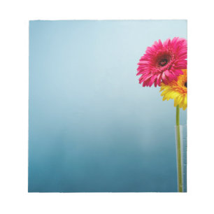 Bloco de notas azul floral