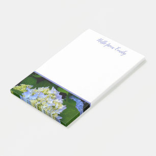 Bloco De Notas Azul Hydrangea Floral Personalizado