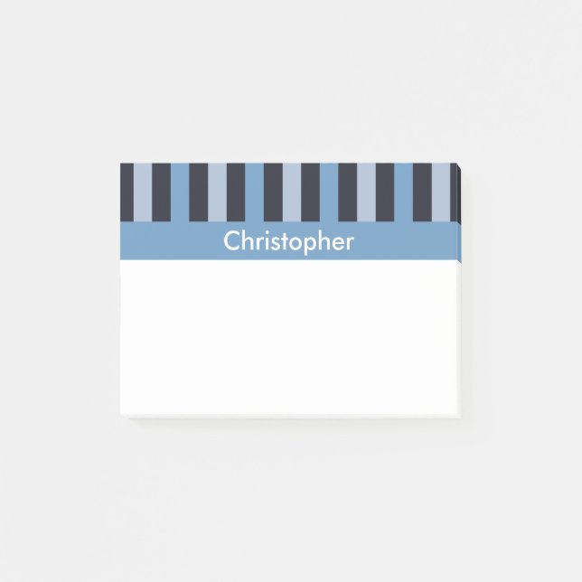 Bloco De Notas Azul lustroso listrado (Frente)