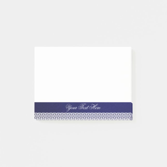 Bloco De Notas Azul-marinho branco Elegante personalizado (Frente)