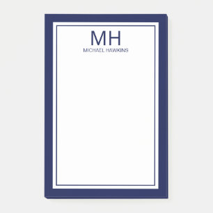 Bloco De Notas Azul Marinho Monogramado Masculino