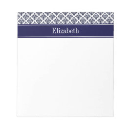Bloco De Notas Azul Marinho Vintage com Monograma Nome Naval #3 D