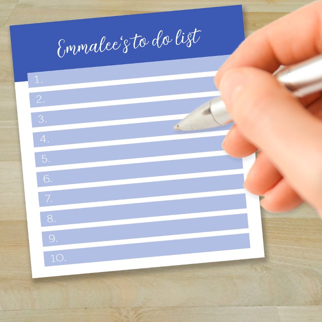Bloco De Notas Azul Numerado Vinculado Personalizável Para Fazer (Criador carregado)