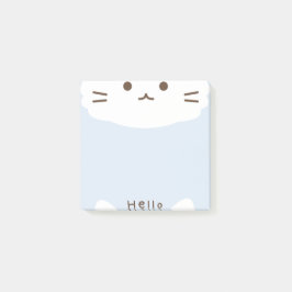 Bloco De Notas Azul Pastel e Gato Fofo Branco