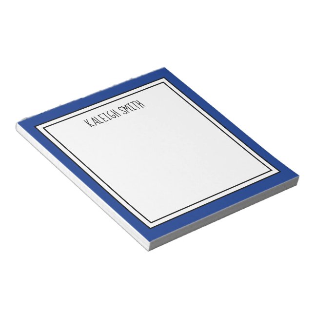 Bloco De Notas Azul Real Branco Personalizado Cor Editável (Inclinado)