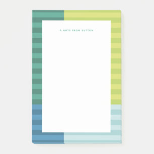 Bloco De Notas Azul verde listras divertidas quadro colorido pers