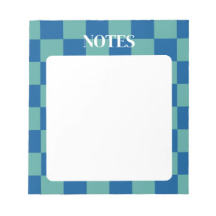 Bloco De Notas Azul & Xadrez Verde Negrito & Personalizável