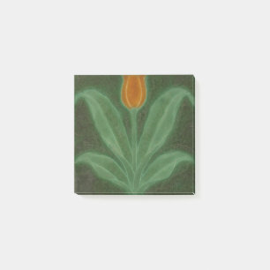 Bloco De Notas Azulejo Nouveau de Arte Verde Amarelo Repro