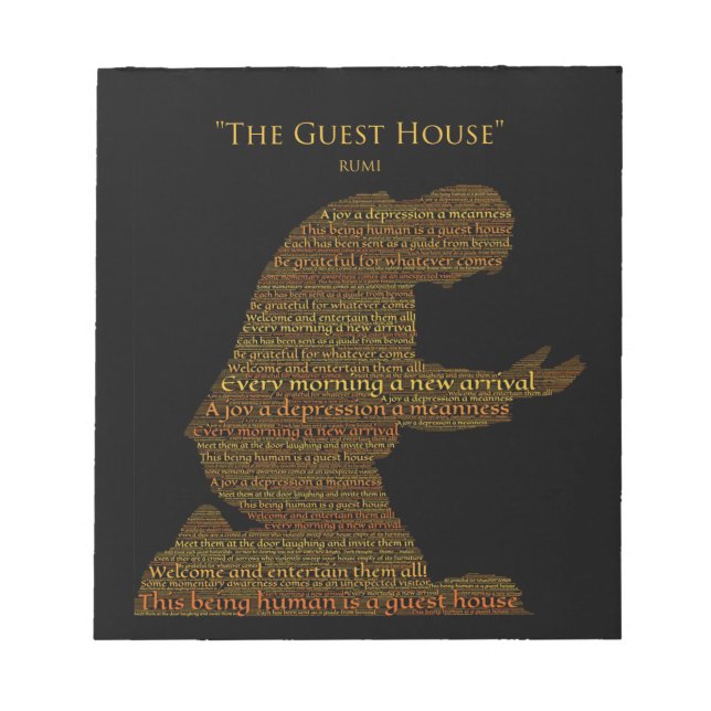 Bloco De Notas Azulejo Poema de Rumi "The Guest House" (Frente)