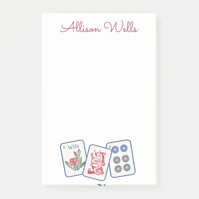 Bloco De Notas Azulejos Watercolor Mahjong Personalizados (Frente)