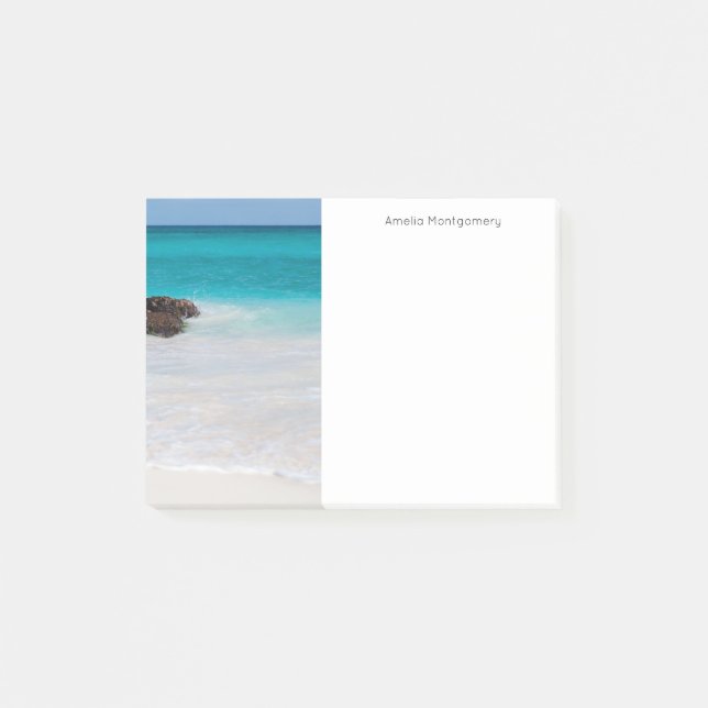Bloco De Notas Azure Ocean Sandy Beach Photo (Frente)