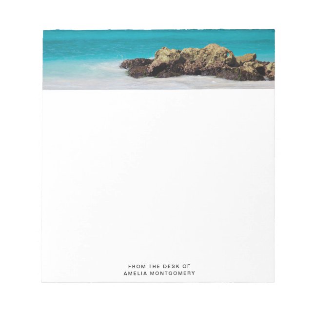 Bloco De Notas Azure Ocean Sandy Beach Photo (Frente)