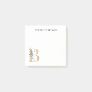 Bloco De Notas B Monograma Floral Personalizado