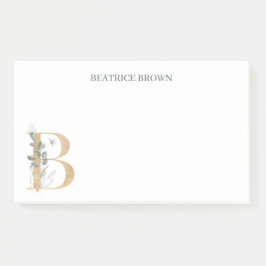 Bloco De Notas B Monograma Notas de Posto Personalizadas Florais