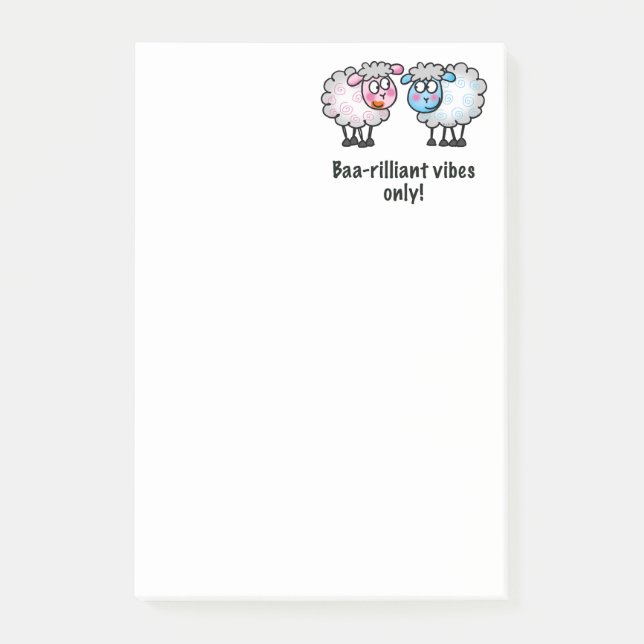 Bloco De Notas Baa-rilliant - Cute Cartoon Sheep Pair (Frente)