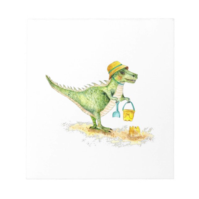 Bloco De Notas Baby Dinosaur T-Rex na praia (Frente)
