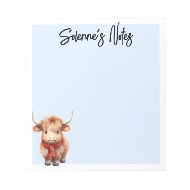 Bloco De Notas Baby Highland Longhorn Cow (Frente)