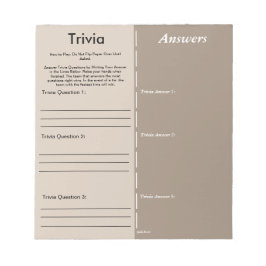 Bloco De Notas Baby Shower Trivia Party Game - Custom Questions