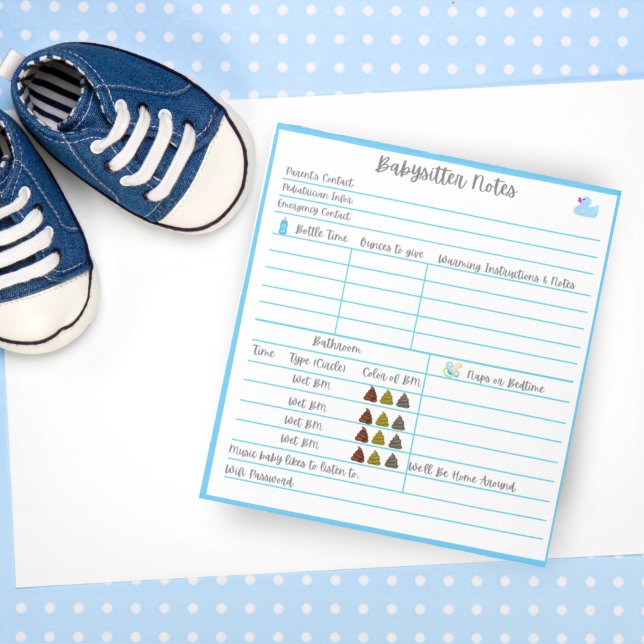 Bloco De Notas Babysitter Notes para o bebê recém-nascido (Criador carregado)