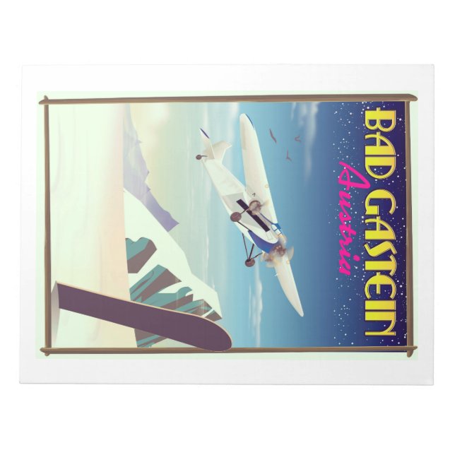 Bloco De Notas Bad Gastein Austria Snowboard poster (Frente)