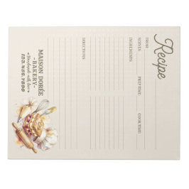 Bloco De Notas Bakery Pastry Chef Baking Recipe Page Cookbook