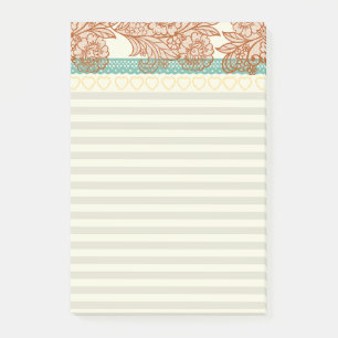 Bloco De Notas Balança de renda branca com listras pastel feminin