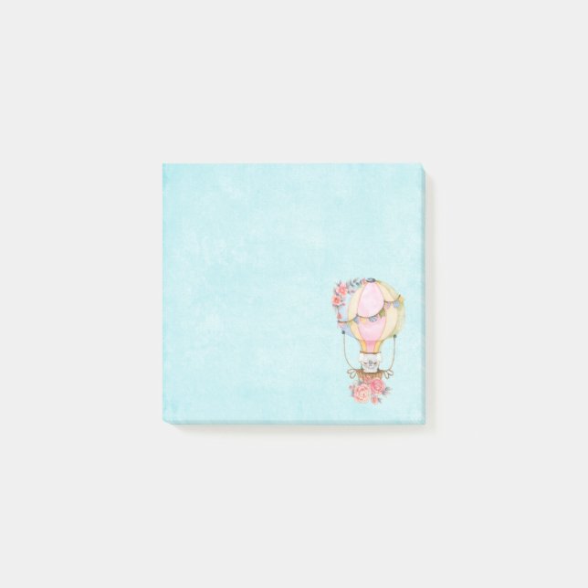 Bloco De Notas Balão de Ar Quente Cinto com Aquarela de Urso (Frente)