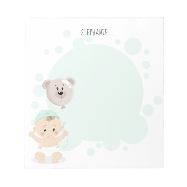 Bloco De Notas Balão de Bebê e Urso Doce (Frente)