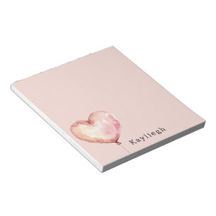 Bloco De Notas Balão de Coração Rosa Creme