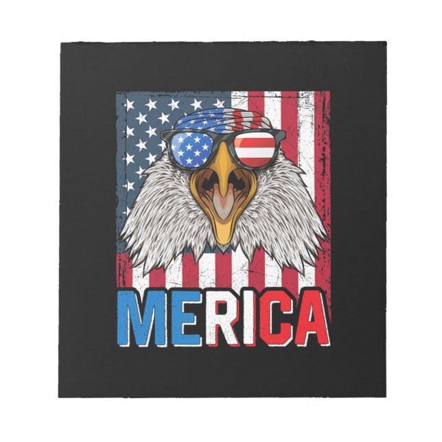 Bloco De Notas Bald Eagle Merica 4 de julho (Frente)