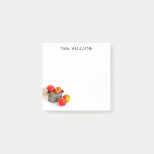 Bloco De Notas Balde Rustic Red Apple Nome do Professor 3 x 3 (Frente)