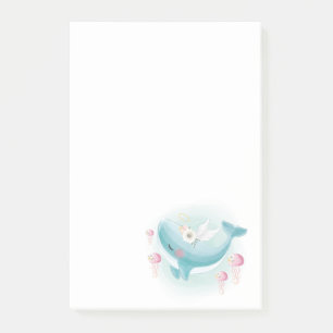 Bloco De Notas Baleia Bonito com medusas e flores