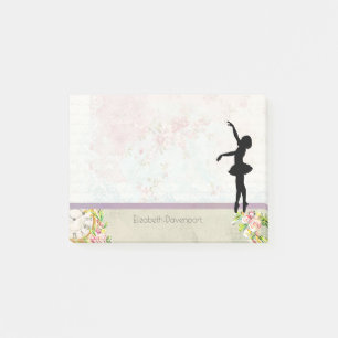 Bloco De Notas Ballerina Silhouette no Elegante Padrão Vintage