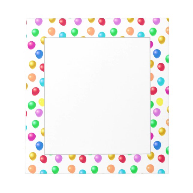 Bloco De Notas Balões de Aniversário Multicoloridos Simples (Frente)