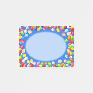 Bloco De Notas Balões multicoloridos em azul claro