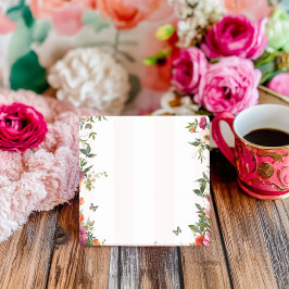 Bloco De Notas Banda rosa e Floral Vermelho