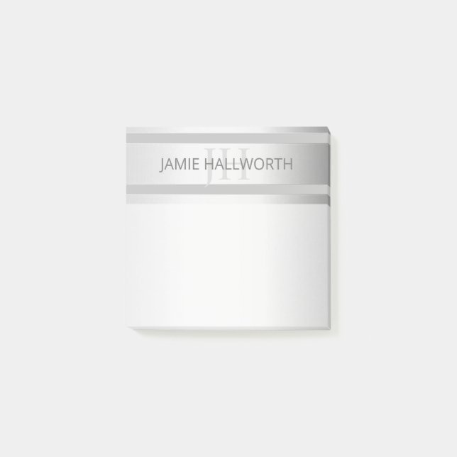 Bloco De Notas Bandas de Ombre Silver Faux Contemporâneas e Cinza (Frente)