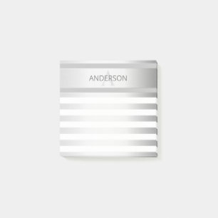 Bloco De Notas Bandas de Ombre Silver Faux Contemporâneas e Cinza