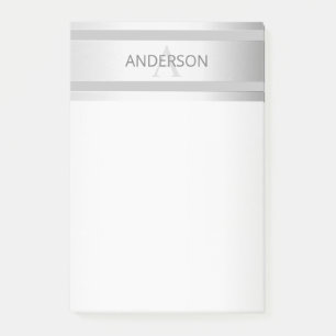 Bloco De Notas Bandas de Ombre Silver Faux Contemporâneas e Cinza