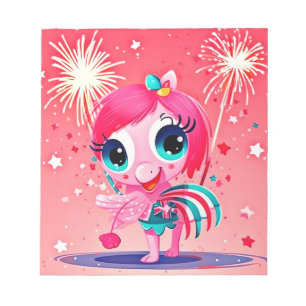 Bloco De Notas Bandeira Americana com Flamingo Cartoon-69217