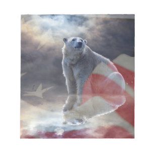 Bloco De Notas Bandeira Americana do Urso Polar do Alasca