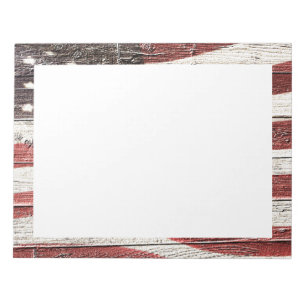 Bloco De Notas Bandeira Americana Pintada na Textura de Madeira R
