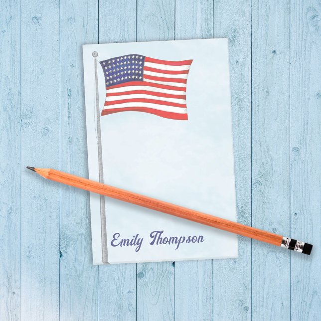Bloco De Notas Bandeira Americana Vermelha Branca e Azul Personal (American flag custom post it notes. )