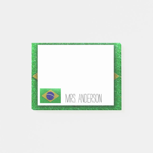 Bloco De Notas Bandeira brasileira de sala de aula de professores (Frente)